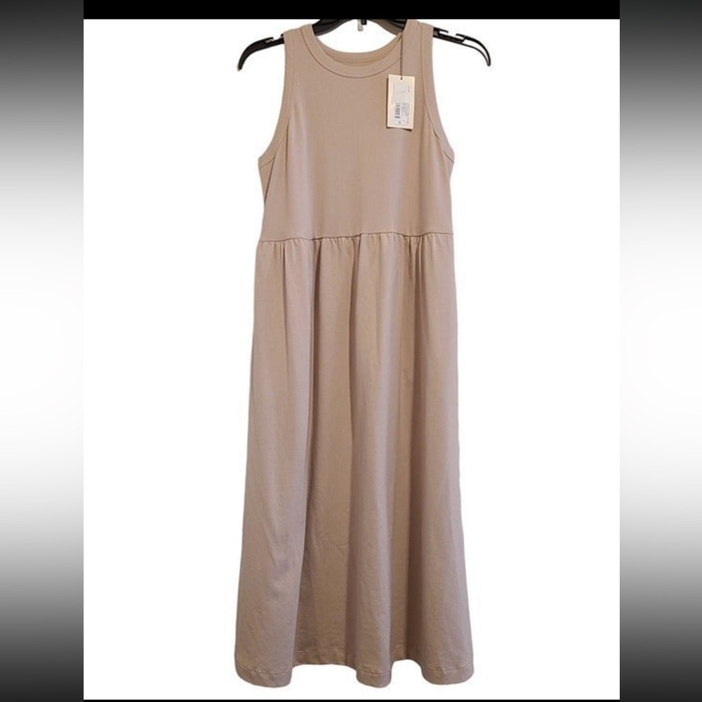 Sleeveless knit ballet tank dress taupe xs